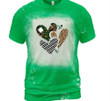St Patrick's Day Shirts, Shamrock Lucky Shirt, Leopard Heart 3ST-69 Bleach Shirt