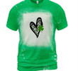 St Patrick's Day Shirts, Shamrock Lucky Shirt, Leopard Heart 3ST-05 Bleach Shirt