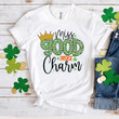 St Patrick's Day Shirts, Leopard Shamrock Shirt, Miss Good Lucky Charm 4ST-3505 T-Shirt