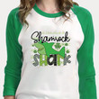 Funny St Patrick's Day Shirts, Shamrock Baby Shark 4ST-3528 3/4 Sleeve Raglan
