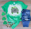 St Patrick's Day Shirts, Shamrock Shirt, Rainbow Clovers Pots Of Gold Irish 5SP-73 Bleach Shirt