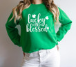 St Patrick_s Day Shirts, Lucky And Blessed 2ST-19W Sweatshirt