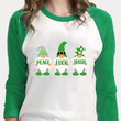 Gnomes St Patrick's Day Shirts, Gnome Shamrock Shirt, Peace Luck Irish 5SP-69 3/4 Sleeve Raglan