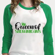 St Patrick's Day Shirts, Shamrock Shirt, Queen Of Shenanigans Irish 5SP-71 3/4 Sleeve Raglan