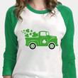 St Patrick's Day Shirts Shamrock Irish, Green Truck 5SP-14 3/4 Sleeve Raglan