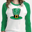 St Patrick's Day Shirts Shamrocks St.Patricks Day Hat Irish 6SP-34 3/4 Sleeve Raglan
