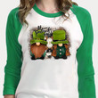 Gnomes St Patrick's Day Shirts, Lucky Gnome, Leopard Gnome Irish 6SP-48 3/4 Sleeve Raglan