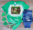 St Patrick's Day Shirts Shamrocks Lucky Cow Hide And Leopard Irish 6SP-24 Bleach Shirt