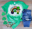 St Patrick's Day Shirts Shamrocks Happy Go Lucky Gnome Irish 6SP-10 Bleach Shirt