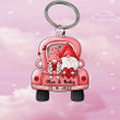 Personalized Gnome Truck Couple 2D Keychain, Custom Acrylic Flat 2D Keychain for Girlfriend and Boyfriend