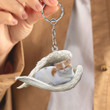 Exotic Shorthair Cat Sleeping in the Wing Angel Acrylic 2D Keychain Memorial Gift for Cat Lovers