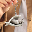 Devon Rex Cat Sleeping in the Wing Angel Acrylic 2D Keychain Memorial Gift for Cat Lovers