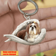 Personalized Shih Tzu Angel 2D Keychain In The Wings Acrylic 2D Keychain Memorial Dog Gifts
