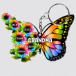 Personalized Grandma Butterfly with Sunflowers Flat Acrylic 2D Keychain