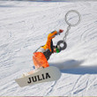 Personalized Snowboarding Man & Woman 2D Keychain, Custom Name Flat 2D Keychain 2 sides printed