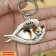 Personalized Papillon Angel 2D Keychain In The Wings Acrylic 2D Keychain Memorial Dog Gifts