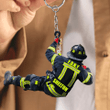 Personalized Firefighter Christmas -Two Sided 2D Keychain Gift for Dad Firefighter Acrylic Flat 2D Keychain