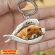 Personalized Chow Chow Angel 2D Keychain In The Wings Acrylic 2D Keychain Memorial Dog Gifts