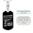 Since We're Redefining Everything Gun Graphic Dog Tag Keychain