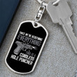 Since We're Redefining Everything Gun Graphic Dog Tag Keychain