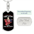 Stand For The Flag, Kneel For The Cross Christ Dog Tag Keychain