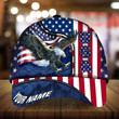 4th of July Eagle Us Flag Custom Name Classic Cap Hats for American