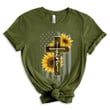 Faith Flag Sunflower T-Shirt, Christian Shirt For Women NV21723