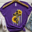 Faith Flag Sunflower T-Shirt, Christian Shirt For Women NV21723