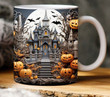3D Halloween Landscape Haunted House Mug Edge-to-Edge Mug