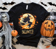 Hallowitch Halloween T-shirt, Flying Witch Night Sky Shirt