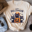 Happy Halloween Shirt, Black Cat With Pumpkin T-Shirt