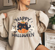 Cute Kitten with Pumpkin Halloween Sweatshirt