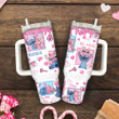 Stitch Cartoon Monster Couple Love Letter Pink White Stanley Cup