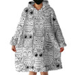 Grey Owl Pattern Oversize Design Hoodie Blanket