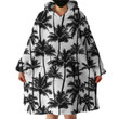 Black Palm Trees On White Background Design Hoodie Blanket