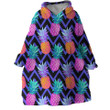 Purple And Orange Pineapple Zig Zag Design Hoodie Blanket