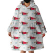 Snow Red Dachshund Pattern Design Hoodie Blanket