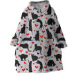 Cat Love Hearts On White Background Design Hoodie Blanket