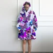 Purple And Blue Butterflies Design Hoodie Blanket