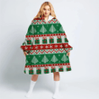 Knitting Red Green And White Pattern With Fir Tree And Gifts Hoodie Blanket