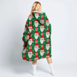 Christmas Retro Pattern With Santa Head Gifts And Snowflakes Hoodie Blanket