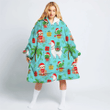 Happy Sloth With Gift And Cute Christmas Cactus Hoodie Blanket