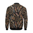 Brown Boho PeaDream Catcher Feather Pattern 3d Printed Unisex Bomber Jacket
