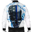 Skull Thin Blue Line 3d Printed Unisex Bomber Jacket