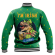 Dinosaur T rex Theme Brings a Glass of Beer Patrick Day's 3D Varsity Jacket