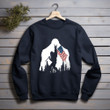 Bigfoot Rock And Roll USA Flag in The Forest Printed 2D Unisex Sweatshirt