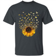 Butterfly Sunflower Flying Unique Design Great Gift For Mom Printed 2D T-Shirt