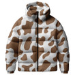 Burnt Umber Brown And White Cow Skin Pattern Unisex Puffer Jacket Down Jacket