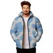 Light Sky Blue And White Cow Skin Pattern Unisex Puffer Jacket Down Jacket