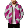 Winter Sky Pink And White Cow Skin Pattern Unisex Puffer Jacket Down Jacket